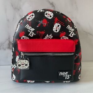 Bioworld x Hot Topic Friday the 13th/ Jason Mini Backpack- Black and Red- NWT